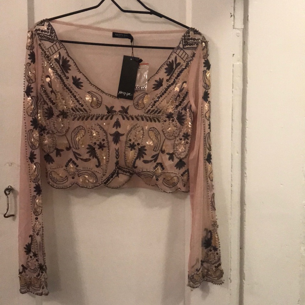Nasty Gal long sleeve crop top